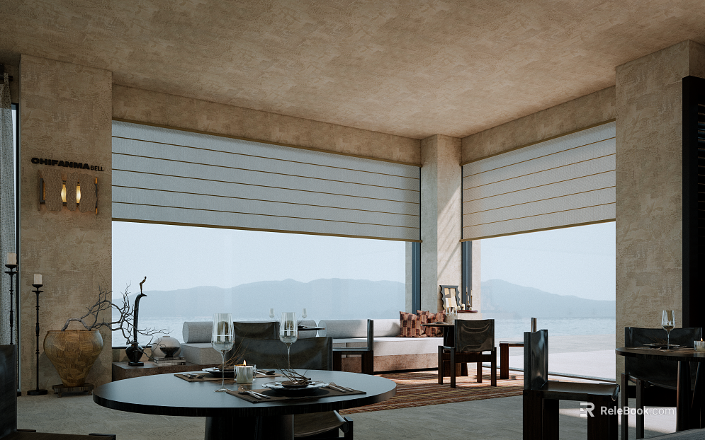 Silent Wind Beige Micro Cement Restaurant Wall texture