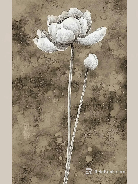 Retro dark brown lotus painting texture