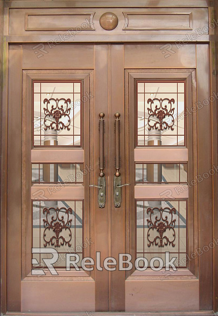 A solid, heavy metal door with a vertical handle, showing signs of usage and age, featuring a worn, textured surface and a functional, industrial design.