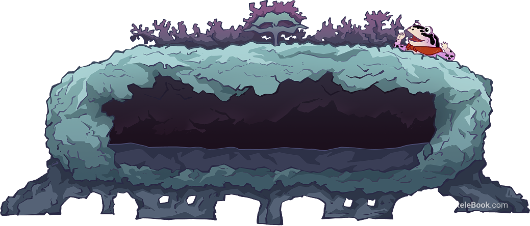 Blue Green Rock Cave Cartoon Scene texture