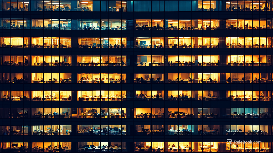 Building facade night windows texture
