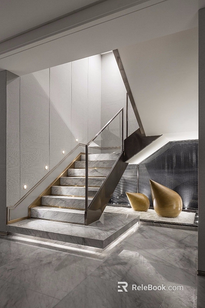 Light Luxury Style Grey Tune Marble Stair Floor texture