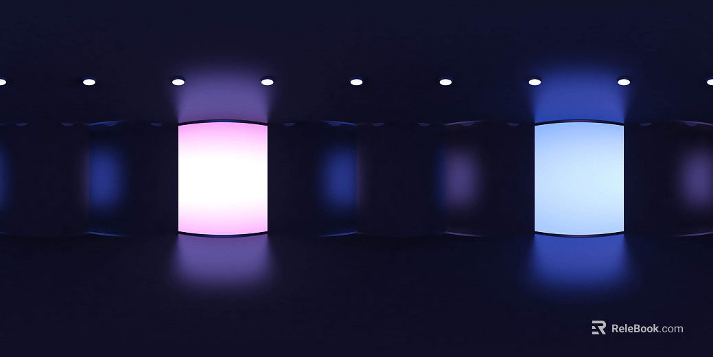 Indoor product display scene blue pink fill light HDR texture