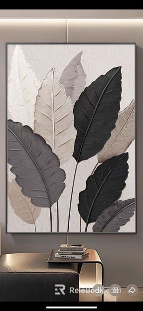 Simple Style Plant Leaf Decorative Painting Living Room Hanging Painting texture