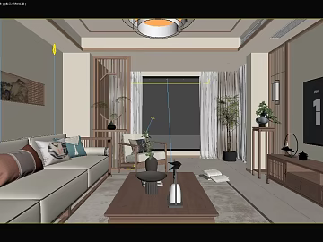 New Chinese Style Light Grey Home Decoration Living Room Scene texture (ID:ffaeh256851)