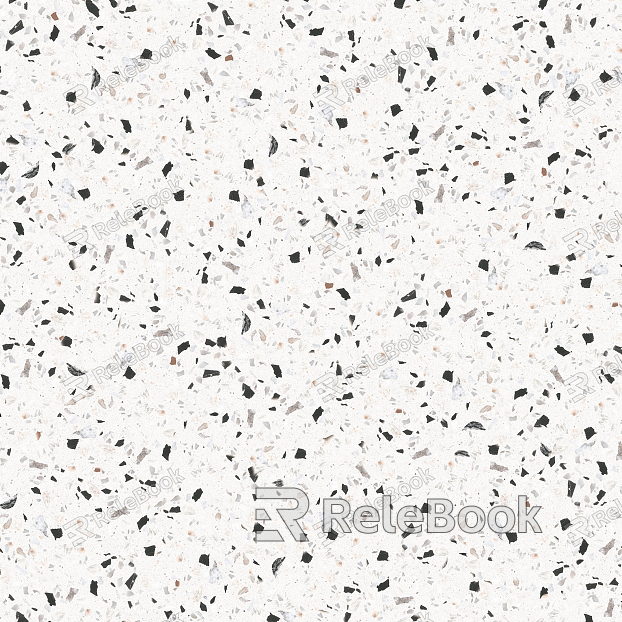 Close-up of a Terrazzo surface, characterized by its speckled appearance with embedded chips of marble, granite, or glass in a concrete matrix, presenting an elegant and timeless flooring option.