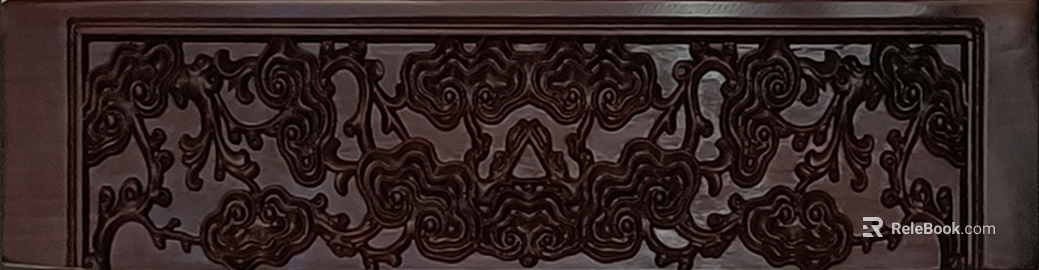 Chinese style dark brown wood carved cabinet door decoration texture
