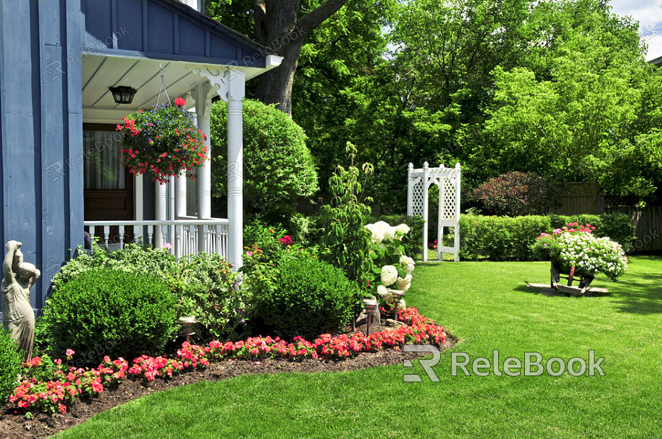 A charming residential exterior featuring a white, two-story facade with black shutters, complemented by a sloping roof and a spacious, well-manicured front lawn.