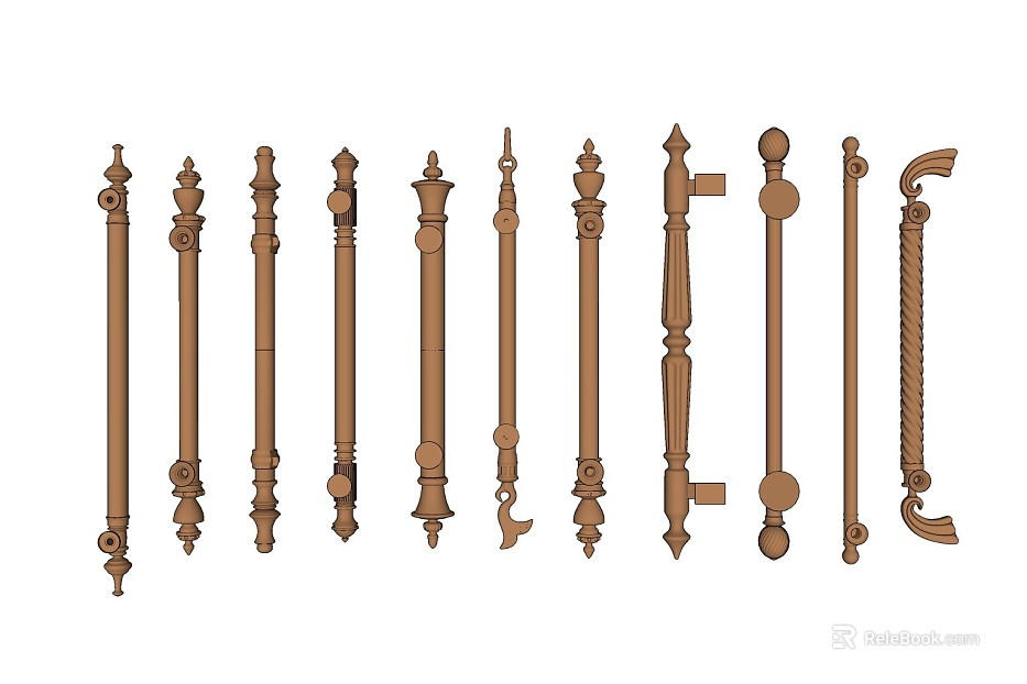Retro brown wooden handrail column texture