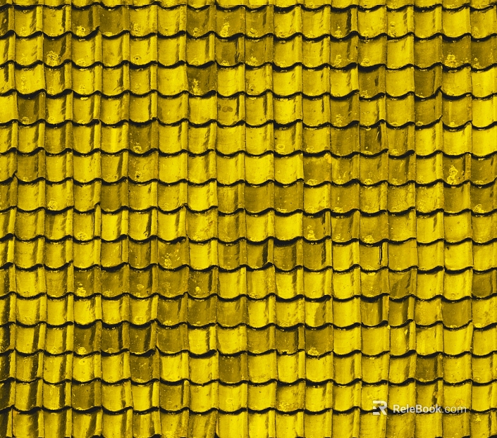 Golden antique glazed tile roof building materials texture