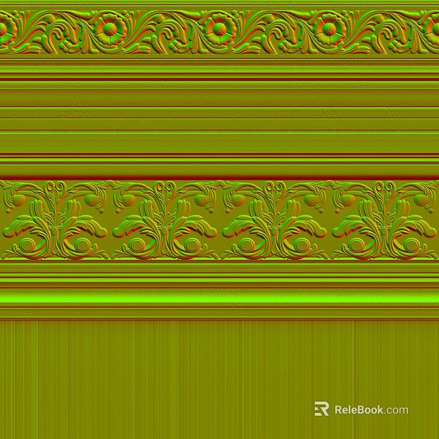 Yellow-green European-style carved waist line texture