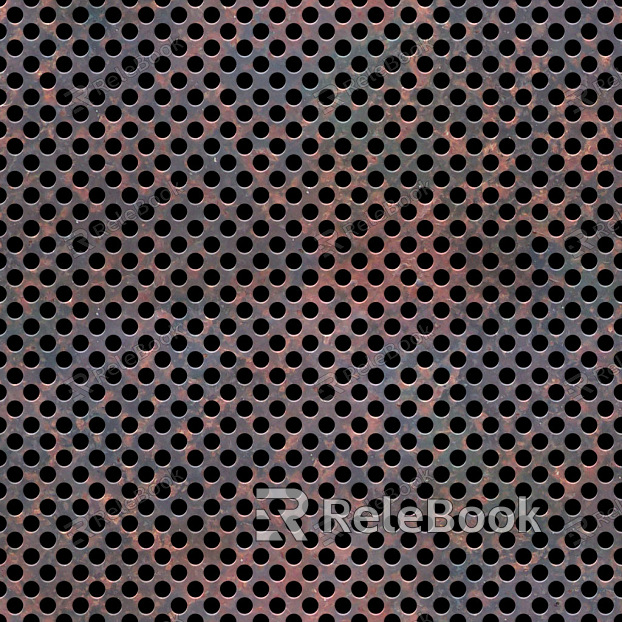 The image depicts a perforated metal plate with a uniform pattern of round holes, providing a structured yet airy aesthetic, suitable for various applications like filtration or decorative uses.