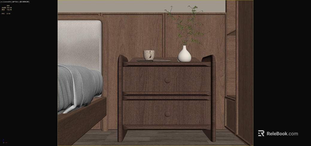 Dark Brown Walnut Bedroom Nightstand texture