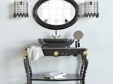 European-style black gold solid wood bathroom cabinet combination texture (ID:ffaeh914736)