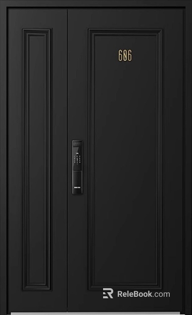 Black metal intelligent double door texture