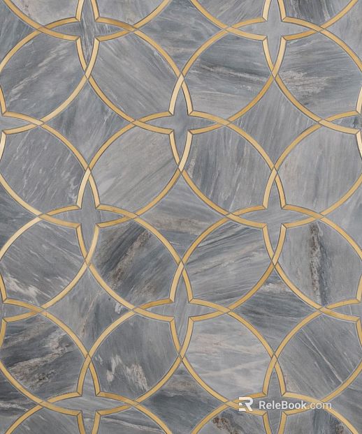 Marble mosaic tile with metal edge texture