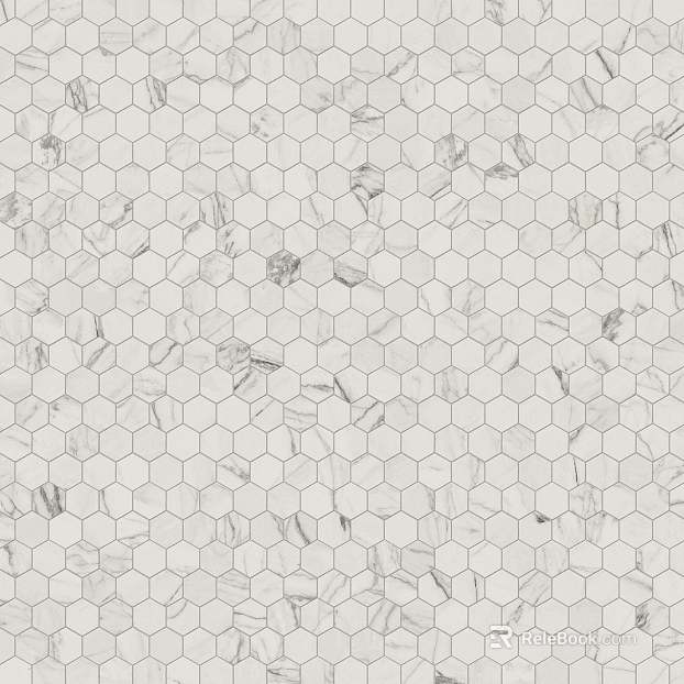 French Cream Hexagonal Mosaic Art Brick texture