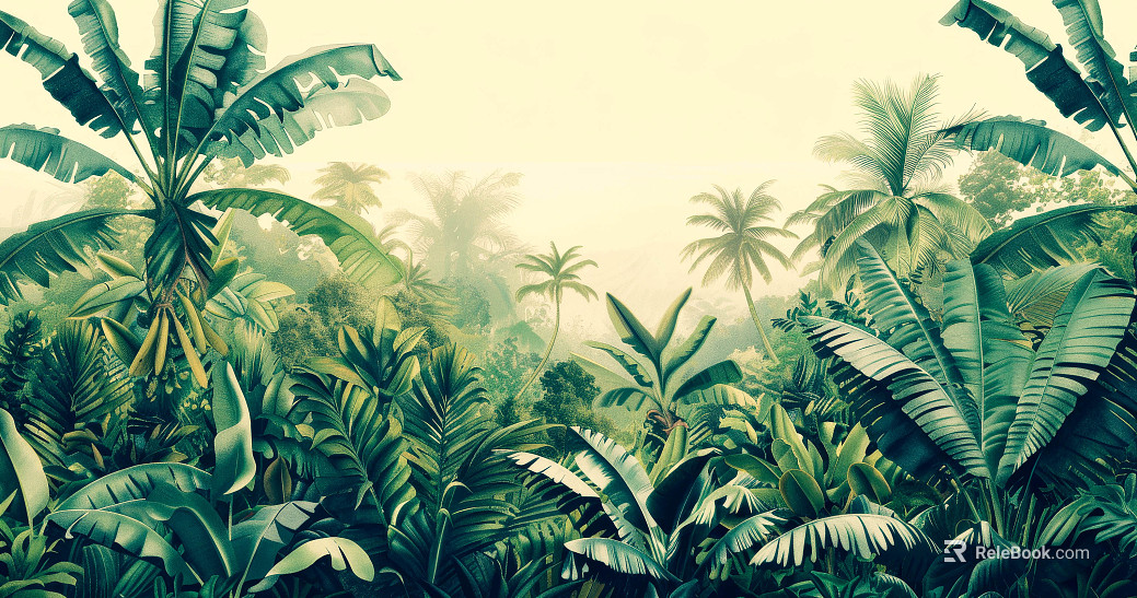 European Literary Plants Tropical Rainforest Wallpaper texture