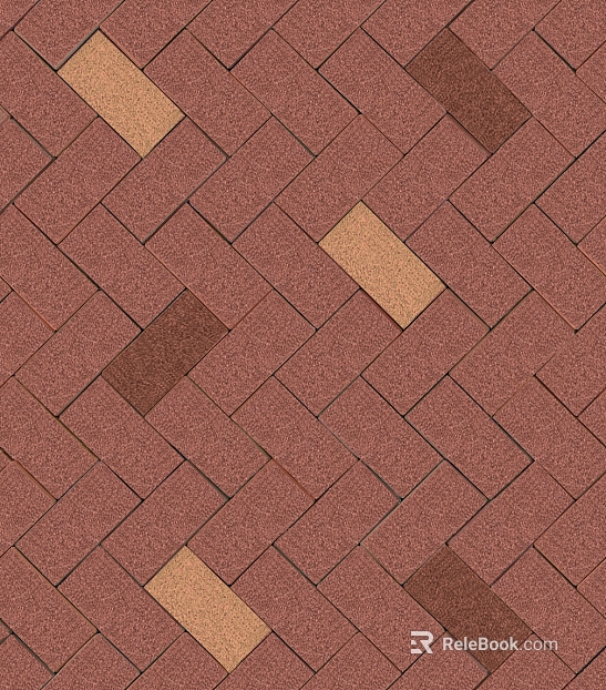 Red-brown herringbone permeable brick outdoor pavement texture