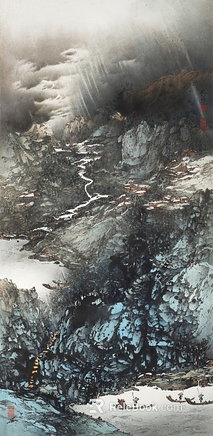 Modern Chinese-style decorative painting: ink wash landscape hanging scroll texture