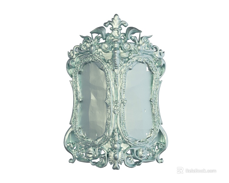 Blue European-style carved double mirror texture