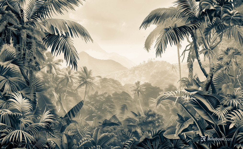European Literary Plants Tropical Rainforest Wallpaper texture