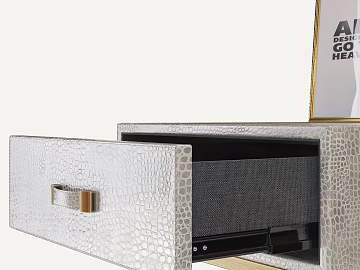 Light Luxury White Pattern Leather Bedside Table texture (ID:ffaeh960736)