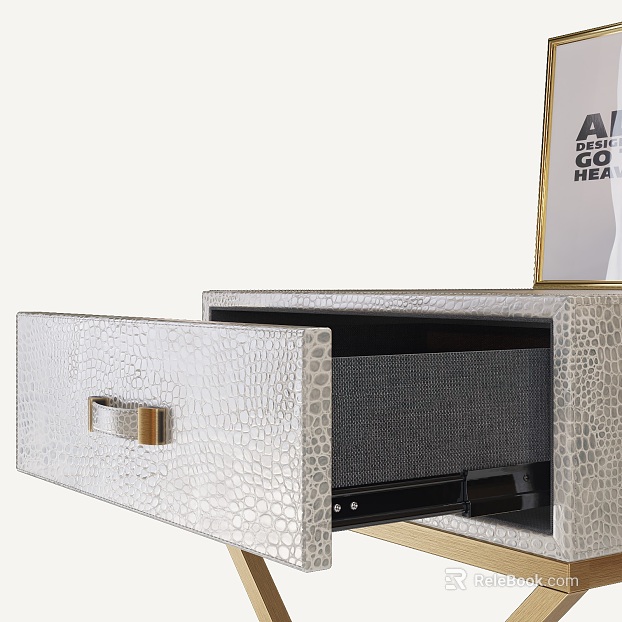 Light Luxury White Pattern Leather Bedside Table texture