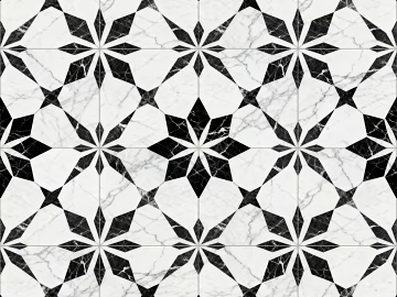 Modern Simple Antique Black and White Stone Parquet Flower Geometric Pattern Water Knife Cut Parquet Floor Tile Light Luxury Black and White Parquet Marble texture (ID:ffaeh043877)
