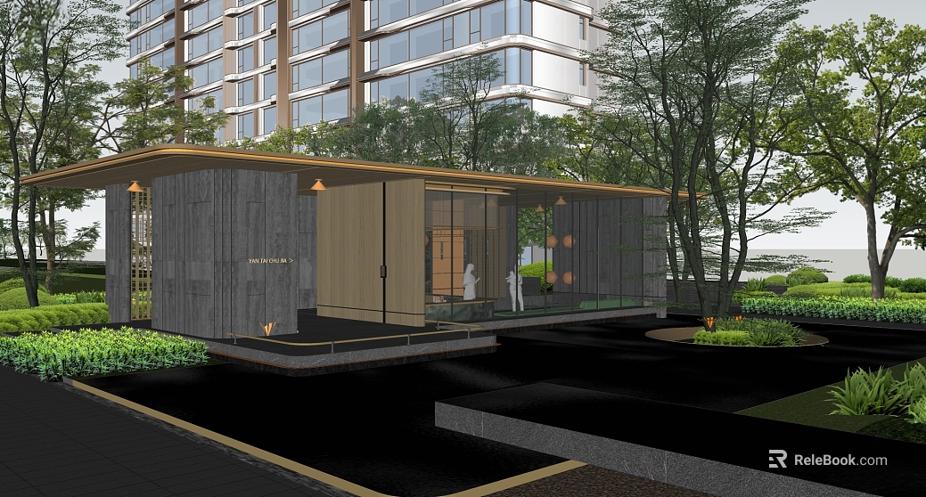Exterior view of leisure gallery of modern residential area texture