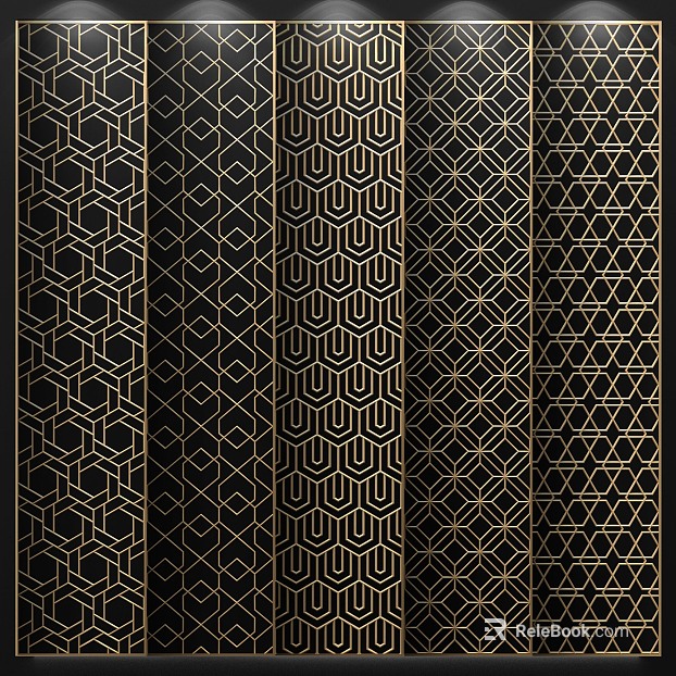 Light Luxury Black Gold Metal Lattice Partition Screen texture