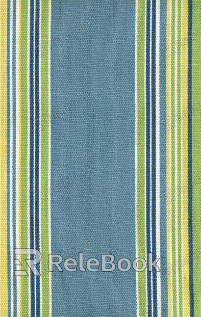 Striped fabric, predominantly in shades of blue and white, with fine, alternating lines creating a clean, nautical aesthetic. The texture appears smooth and tightly woven.