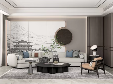 New Chinese landscape background wall texture (ID:ffaeh633066)