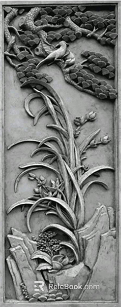 Relief Green Plant Sculpture texture