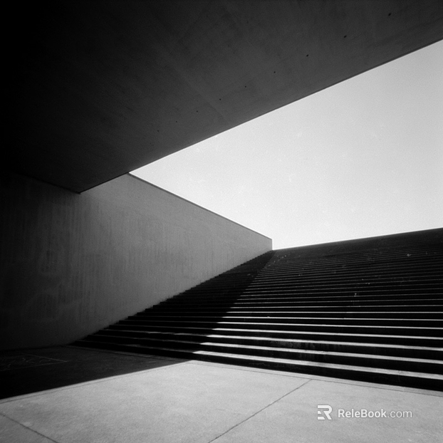 Black and white cement building indoor ladder texture