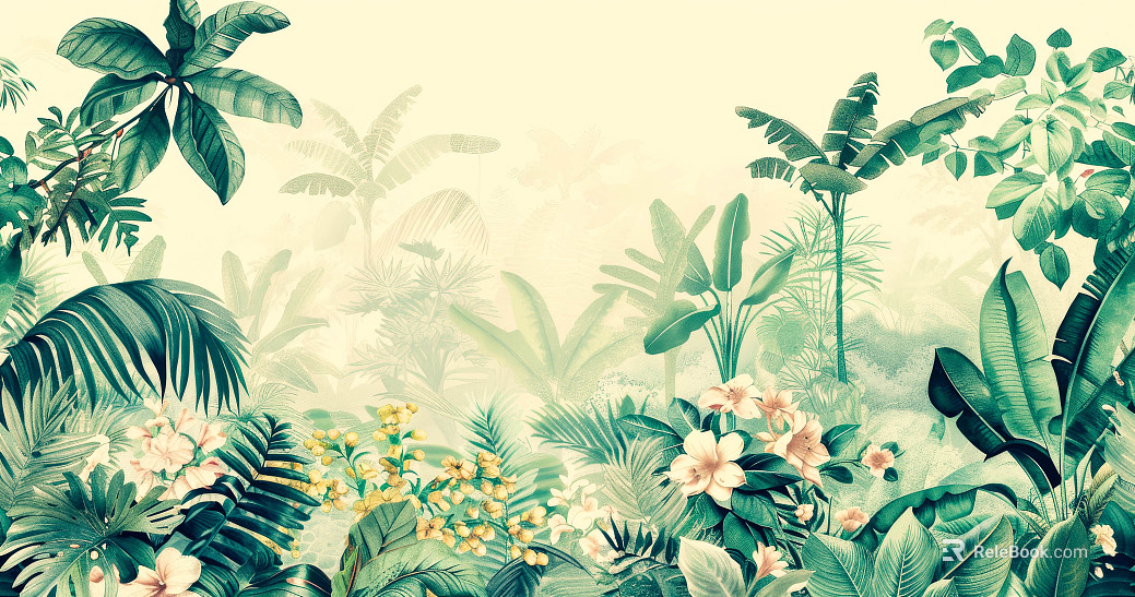 European Literary Plants Tropical Rainforest Wallpaper texture