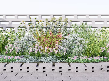 Mixed Color Flower Border Plant Garden Landscape texture (ID:ffaeh692524)