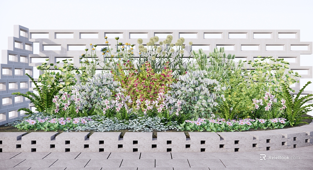 Mixed Color Flower Border Plant Garden Landscape texture