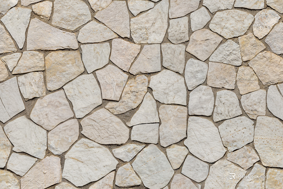 Shallow rice white random stone wall texture