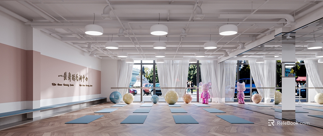 Modern Light Brown Wood Flooring Dance Classroom texture