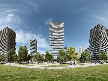 Clean atmosphere community green space panorama texture (ID:ffach709938)