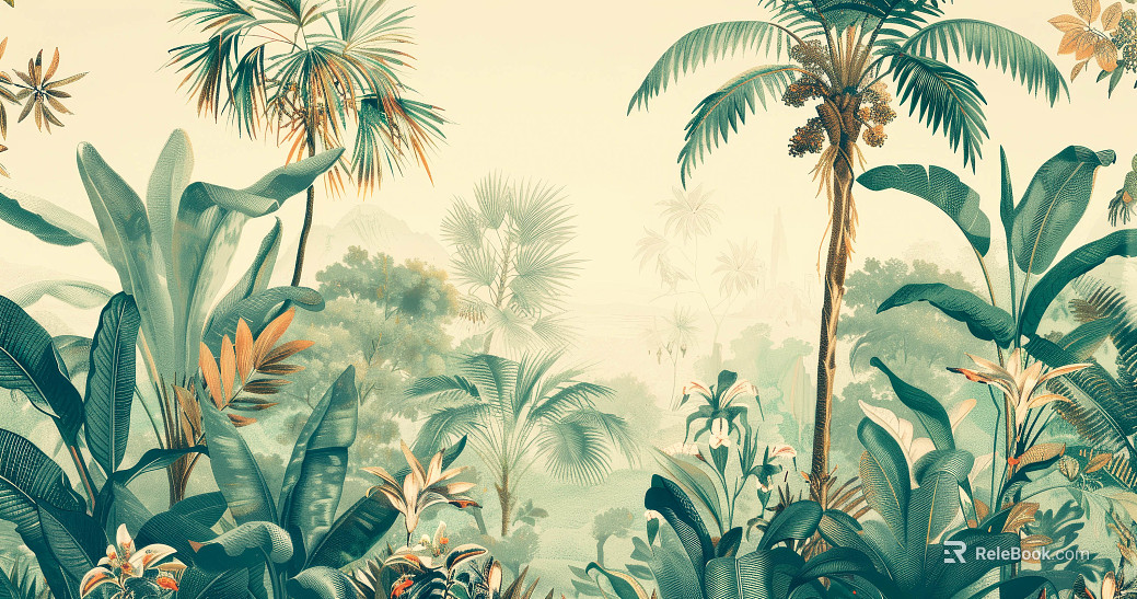 European Literary Plants Tropical Rainforest Wallpaper texture