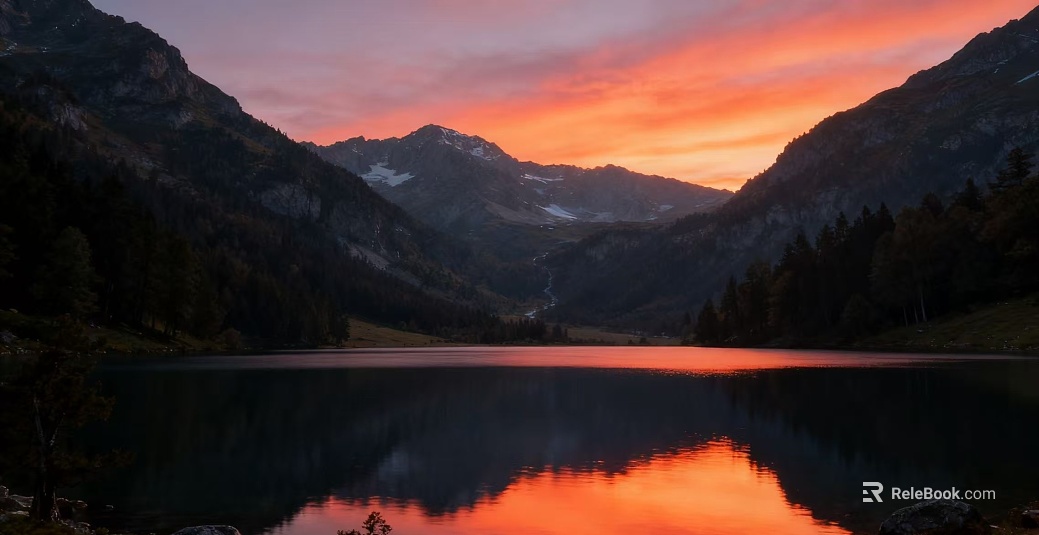 Dusk Sunset Sky Snow Mountain texture