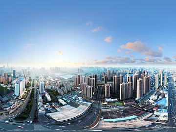 HDR city building bird's eye view panorama texture (ID:ffach610813)