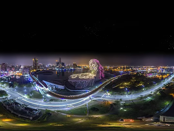 HDR City Lights Night View Panoramic texture (ID:ffach314753)