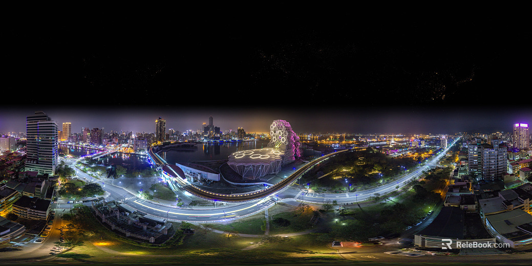 HDR City Lights Night View Panoramic texture