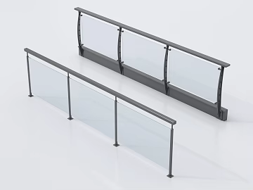 Grey Metal Frosted Glass Guardrail texture (ID:ffaeh600336)