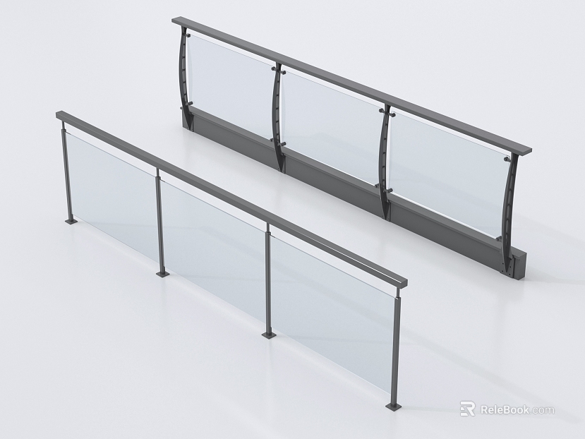 Grey Metal Frosted Glass Guardrail texture