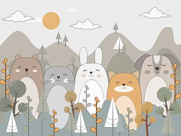 Modern Minimalist Children Wallpaper Wall Cloth Cartoon Wallpaper texture (ID:ffach848155)