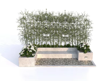 Modern Grey Stone Flower Box Bamboo Forest Landscape texture (ID:ffaeh451281)